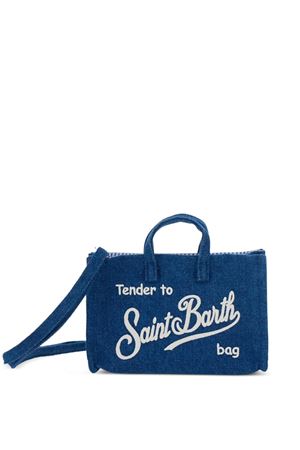 Pouch per smartphone in stile borsa tote in denim blu SAINT BARTH KIDS | PHONE00900436L